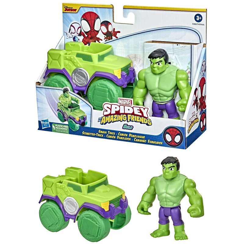 Marvel Spidey and His Amazing Friends Hulk Action Figure and Smash Truck Vehicle