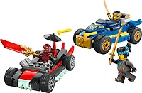 LEGO NINJAGO Le Duel de Voitures de Course entre Rogue et Drix, Ensemble de Jeu de Jouet de Ninja avec 3 Figurines Incluant Nya 71840