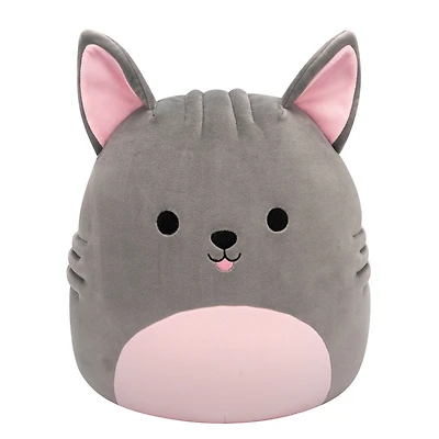 Peluche Squishmallows 12" - Aphrodite le chien gris sans poil avec le ventre rose