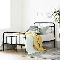 Cotton Candy Lit complet en métal Simple Noir solide