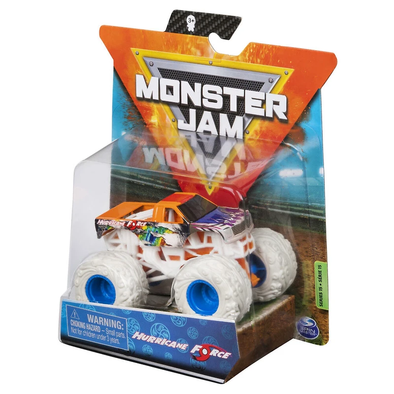 Monster Jam, Monster truck Hurricane Force officiel, véhicule en métal moulé, série Elementals Trucks, échelle 1:64
