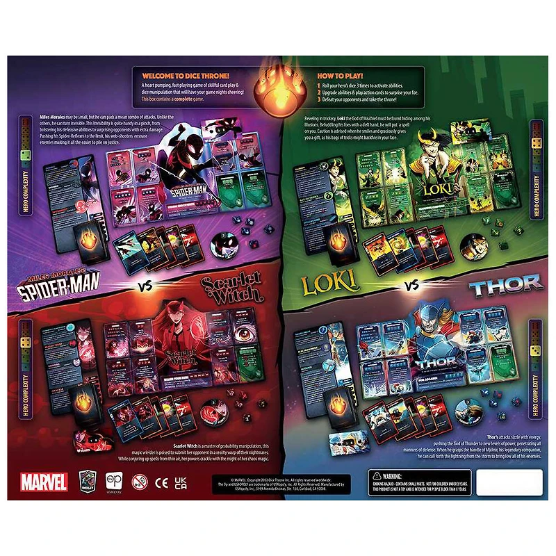 USAopoly Marvel Dice Throne 4-Hero Box (Scarlet Witch, Thor, Loki, Spider-Man) Jeu De Plateau - Édition anglaise