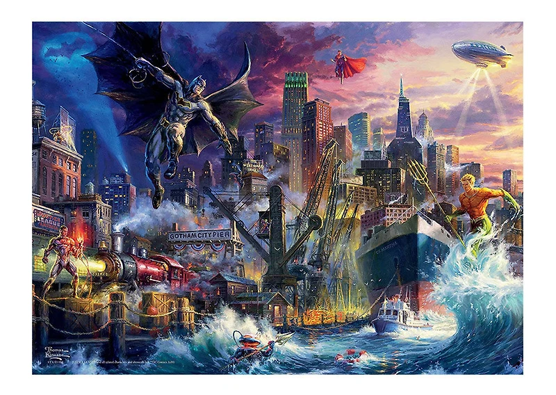 Ceaco Thomas Kinkade DC Comics 1000-Piece Puzzle Showdown at Gotham Pier