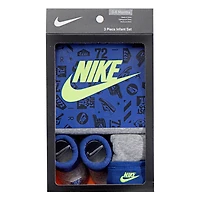 Nike Futura Block 3 Piece gift Set - Grey heather,  Size 0-6 months