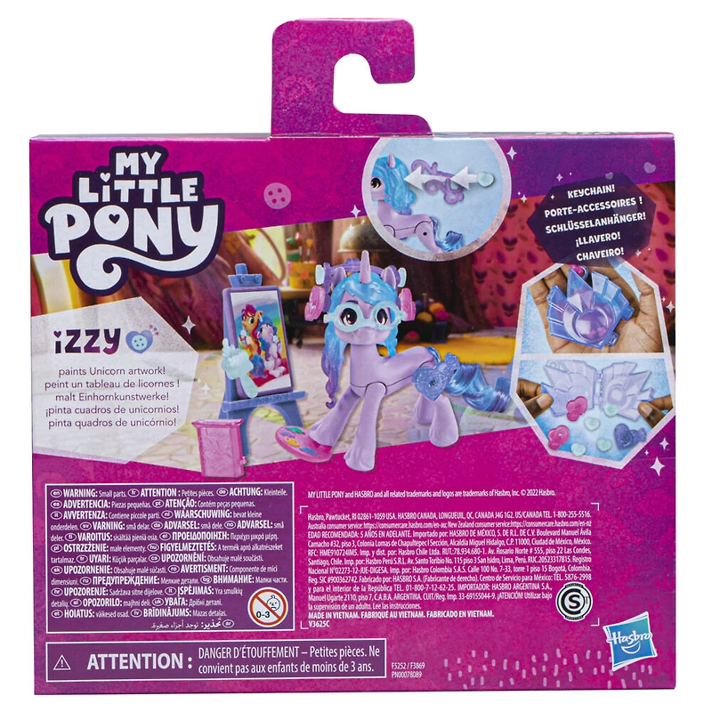 My Little Pony : Marquons les esprits, Izzy Moonbow Magie des marques de beauté, poney de 7,5 cm avec accessoires surprises