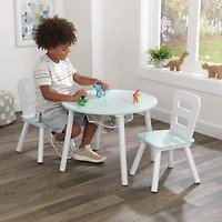 Ensemble table de rangement ronde + chaise