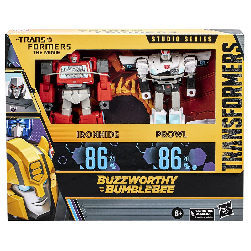 Transformers Studio Series Buzzworthy Bumblebee, figurines 86-24BB Ironhide classe Voyageur et 86-20BB Prowl classe Deluxe - Notre exclusivité