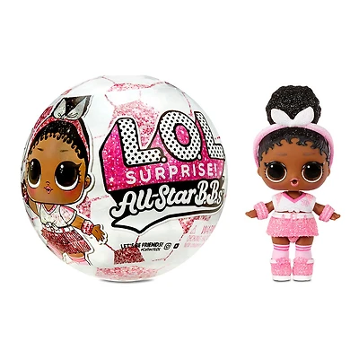 Poupées scintillantes sportives de l'équipe de soccer LOL Surprise All-Star B.B.s de la série 3 avec 8 surprises, accessoires, poupée surprise