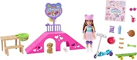 Barbie Coffret Chelsea, coffret skate-park avec poupée et accessoires