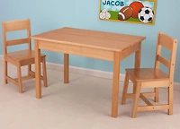 KidKraft - Table rectangle et 2 chaises - Bois naturel