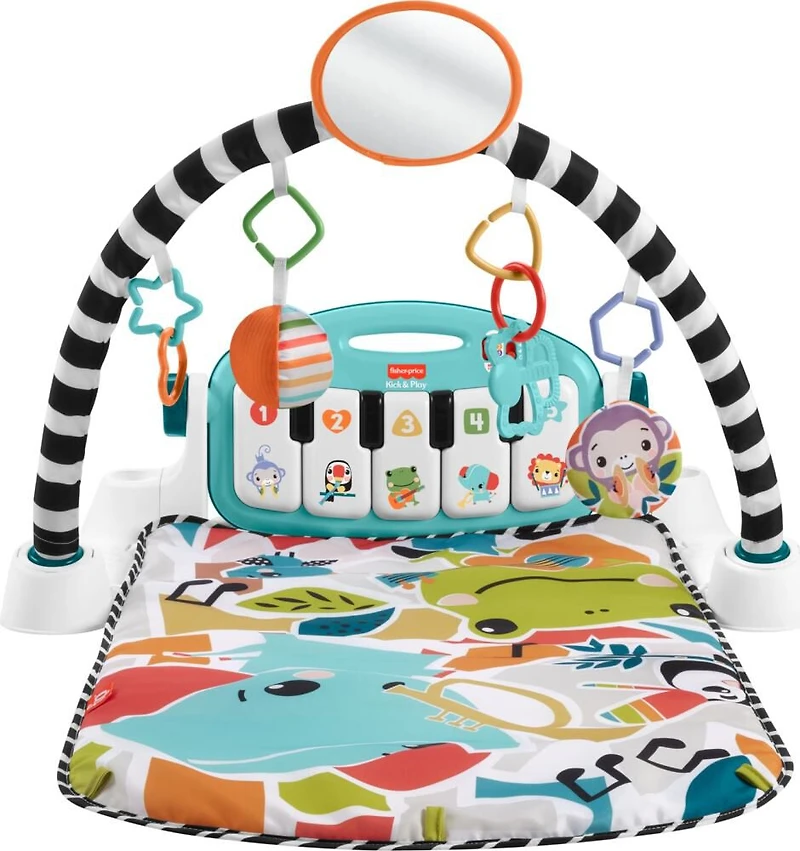 Fisher-Price Tapis piano Lumières et Apprentissage, bleu, français