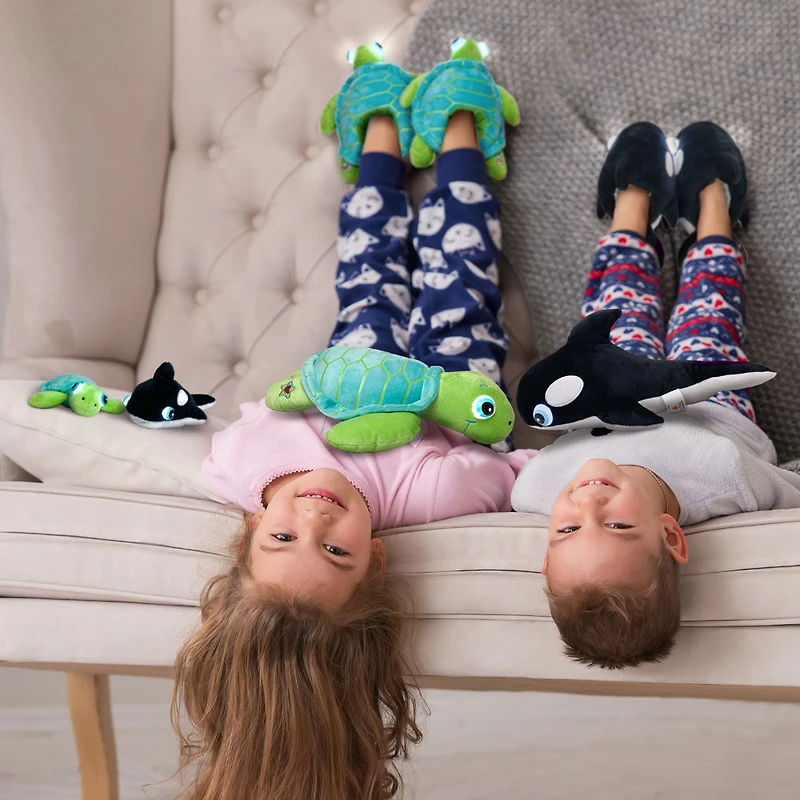 NightBuddies and BabyBuddies Set of 15" and 5" Plush Orca Black Light-Up Eyes