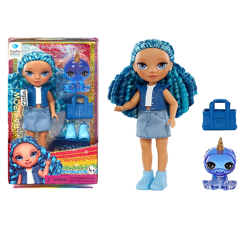 Rainbow High Littles - Sapphire Bradshaw petite poupée bleue de 5,5 po (14 cm) articulée