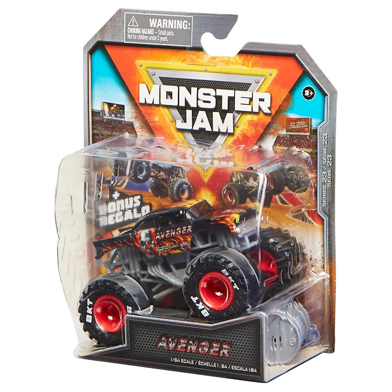 Monster Jam, Monster truck Avenger Fire officiel, véhicule en métal moulé, série Arena Favorites, échelle 1:64