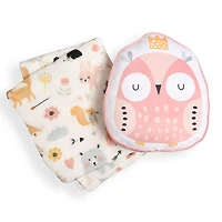 Owl Plush Throw and Pillow Set