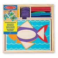 Melissa & Doug Beginner Wooden Pattern Blocks Educational Toy With 5 Double-Sided Scenes and 30 Shapes