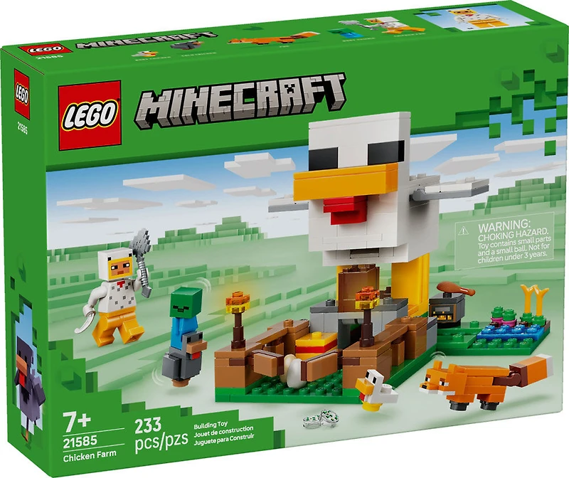 LEGO Minecraft La Ferme-Poule - Jouet de Construction de Jeu de Construction avec des Figurines d'Animaux et un Poulailler - 21585