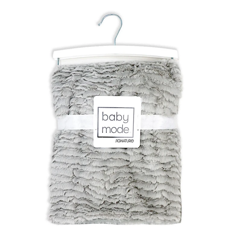 Signature Mode Bébé Couverture en peluche striée : gris