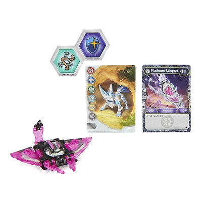 Bakugan Evolutions, Stingzer (Black), Platinum Series True Metal Bakugan, 2 BakuCores and Character Card