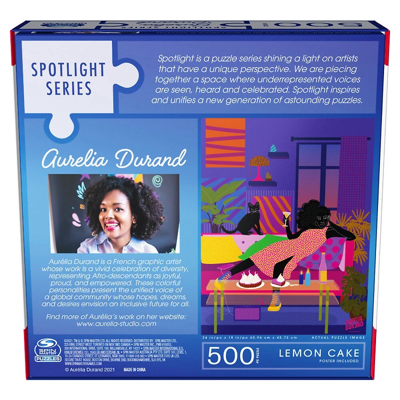 500-Piece Jigsaw Puzzle, Artist Spotlight Series Aurelia Durand, Lemon Cake, by Spin Master Puzzles - English Edition
