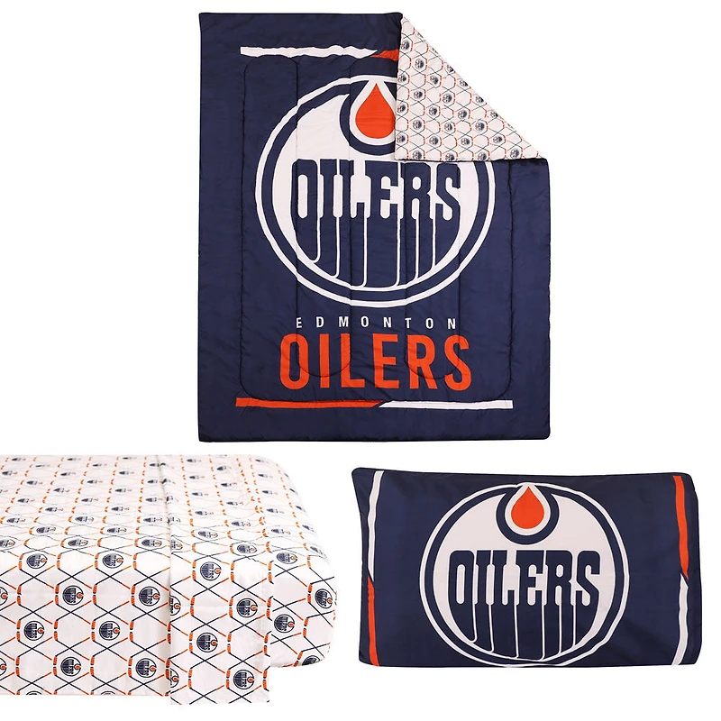 Ensemble de literie simple 4 pièces LNH- Oilers de Edmonton