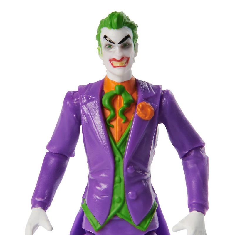 DC Comics, Figurine articulée The Joker avec 2 accessoires mystère, 10 cm