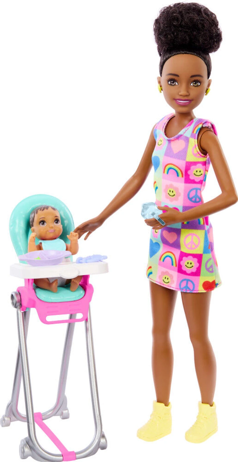 Barbie Skipper Babysitters Inc & Playset, Includes Doll, Baby, and Mealtime Accessories, 10 Piece Set