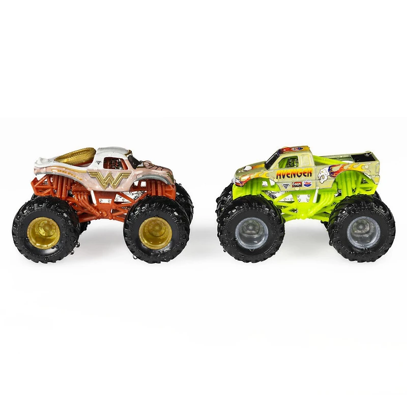 Monster Jam, Monster trucks Wonder Woman vs Avenger officiels qui changent de couleur en métal moulé, échelle 1:64