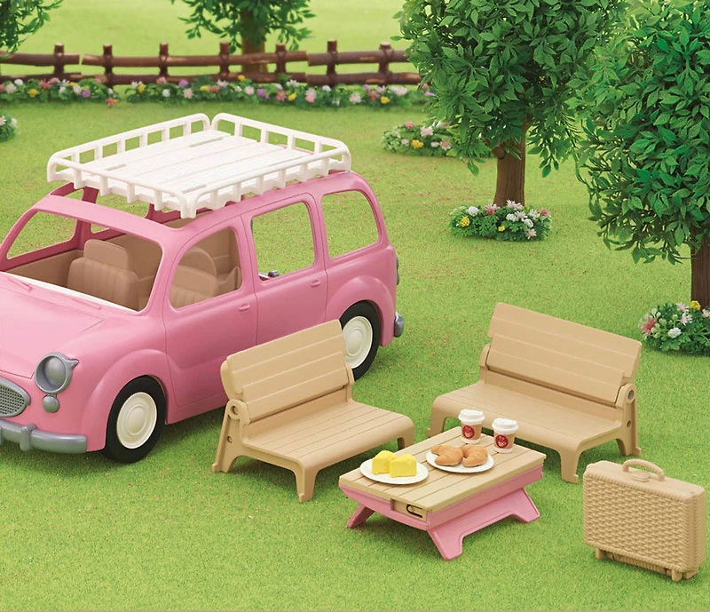 Minifourgonnette familiale de pique-nique Calico Critters, véhicule jouet pour poupées avec accessoires de pique-nique