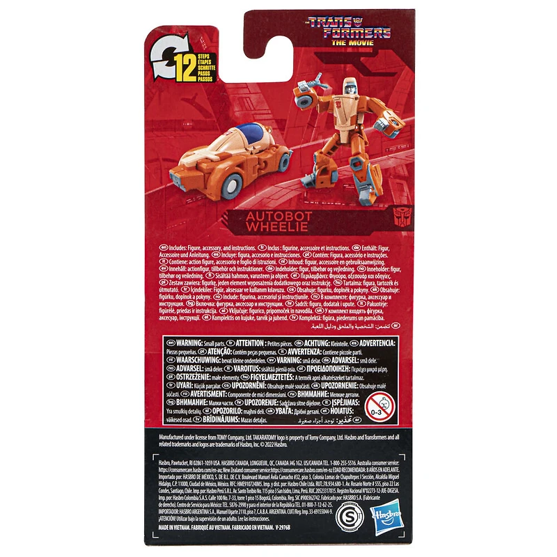 Transformers Studio Series, figurine Autobot Wheelie classe Origine de 8,5 cm du film Les Transformers : le film