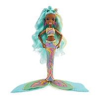 Mermaid High, Poupée sirène Spring Break Oceanna et accessoires avec queue amovible et mèches de cheveux qui changent de couleur
