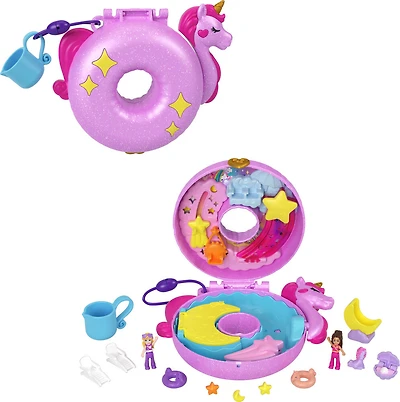 Polly Pocket-Coffret Bouée Licorne 2 mini-figurines et 12 accessoires