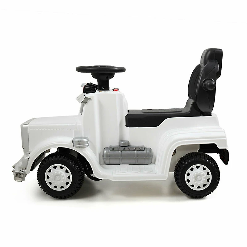 KidsVip 6V Enfants at Tout-Petits Big Rig Monter sur la Voiture de Poussée de Camion Voiture Eléctrique avec Commande à Distance - Blanc - Édition anglaise