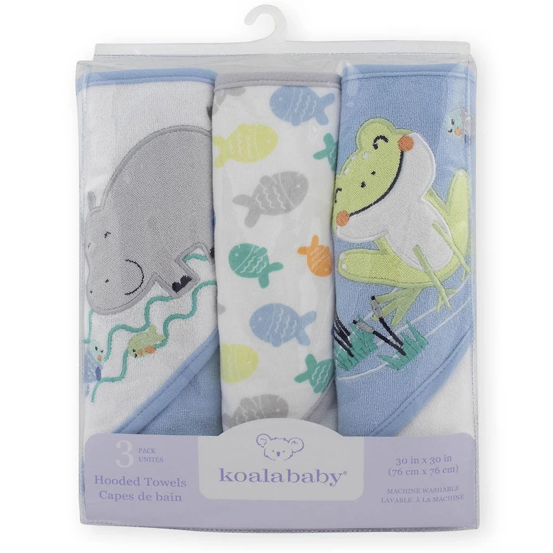 Capes de bains de Koala Baby paquet de 3 bleu.