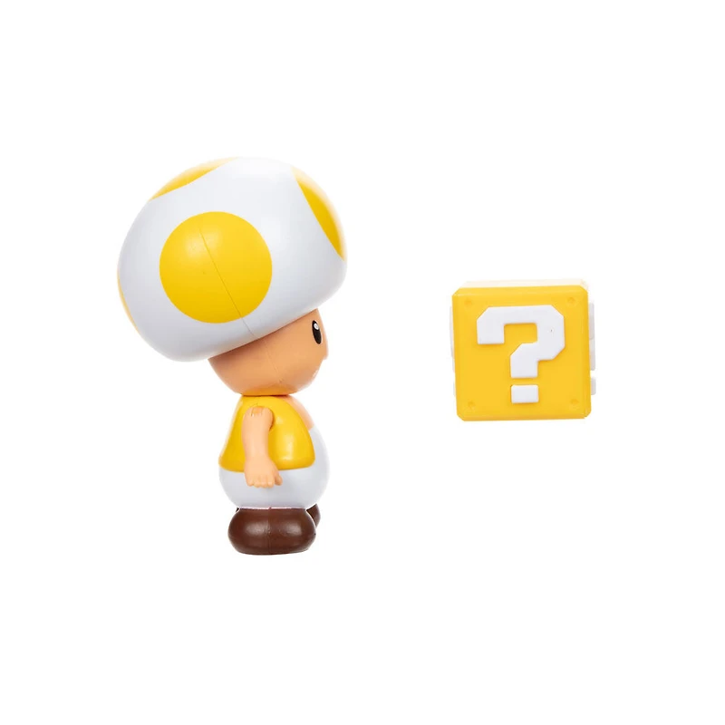 Figurine Super Mario de 4 pouces - Crapaud jaune avec bloc d'interrogation