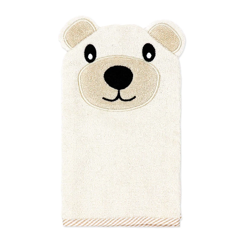 Baby Mode Signature Serviette à capuche et gant ours bronzé