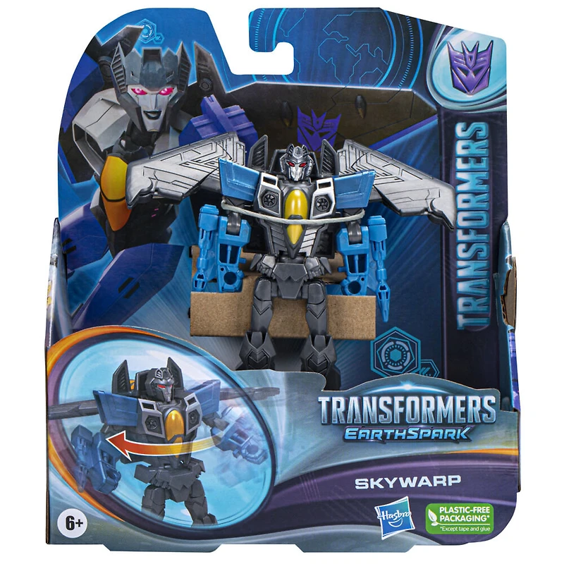 Transformers EarthSpark, figurine Skywarp classe Guerrier de 12,5 cm, jouet robot