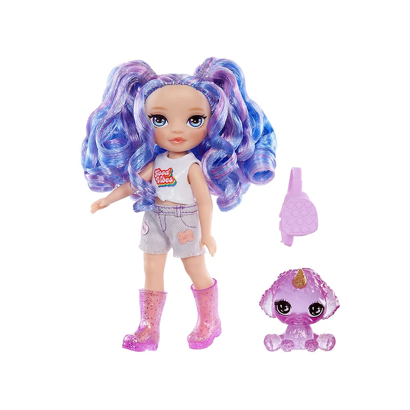 Rainbow High Littles - Amethyst Willow petite poupée violette de 5,5 po (14 cm) articulée