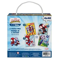 Marvel, 4 Jigsaw Puzzle Bundle 48-Piece Spidey and his Amazing Friends with Portable Rope Gift Box, for Kids Ages 4 and up
