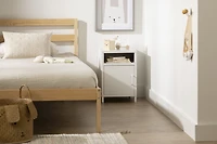 Sweedi Table de chevet avec porte en métal Blanc