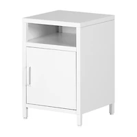 Sweedi Table de chevet avec porte en métal Blanc