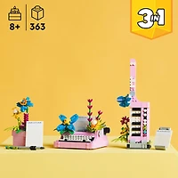 LEGO Creator La machine à écrire avec des fleurs, Jouet, Ensemble de jeu, Se transforme en guitare-piano ou en pot de fleurs 31169