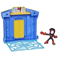Marvel Spidey and His Amazing Friends City Blocks Miles Morales: Spider-Man City Bank, Kids Playset with Action Figure