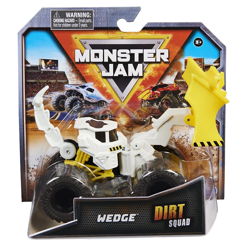 Monster Jam, Monster truck Wedge Dirt Squad officiel avec pièces mobiles, véhicule en métal moulé à l'échelle 1:64