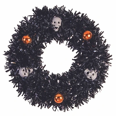 Couronne de gui avec crânes et boules - noir