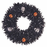 Couronne de gui avec crânes et boules - noir
