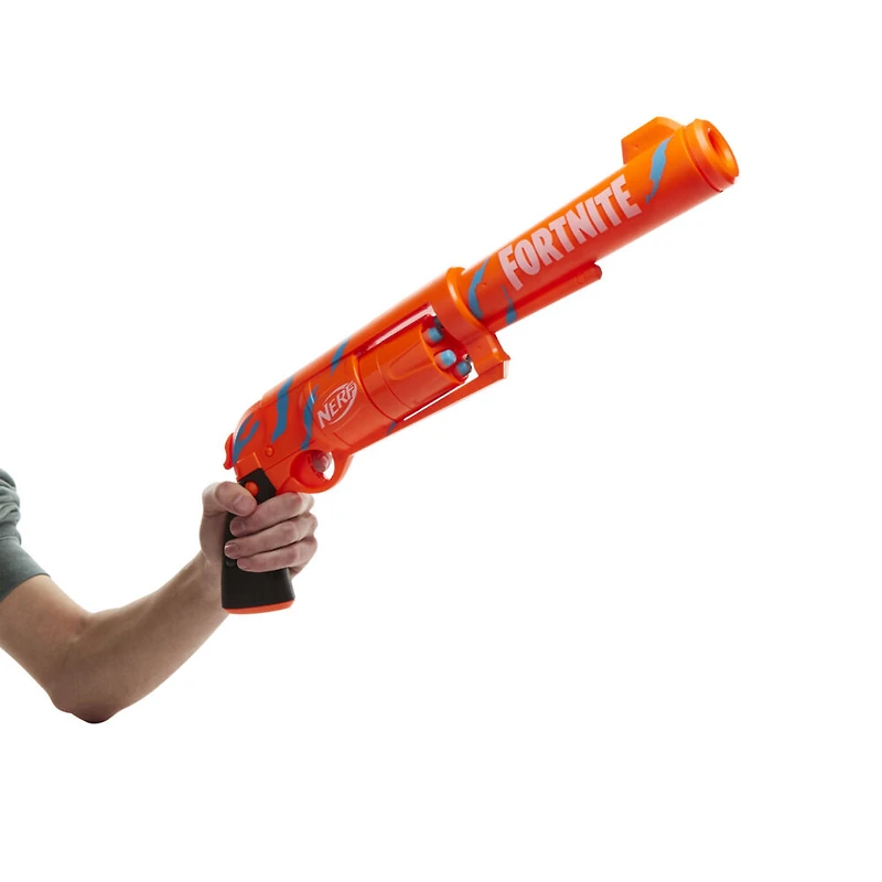 Nerf Fortnite, blaster 6-SH avec revêtement Camo Pulse, mécanisme à percuteur, barillet rotatif 6 fléchettes