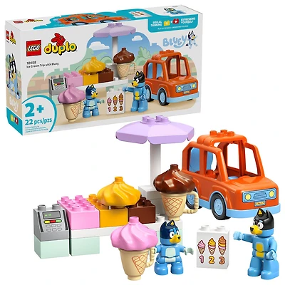 LEGO DUPLO La Visite au Comptoir de Crème Glacée avec Bluey, Jouet pour Tout-Petits, Ensemble de Véhicule 10458