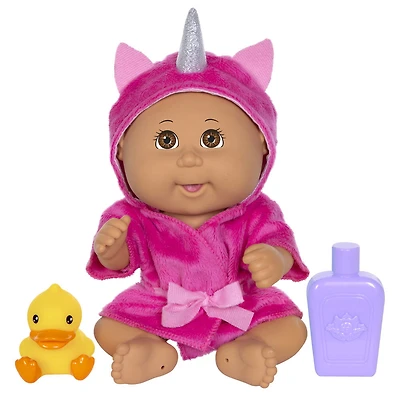 Poupée Bout d'chou - poupée Bain moussant de 22,8 cm - Bébé à robe de chambre en licorne