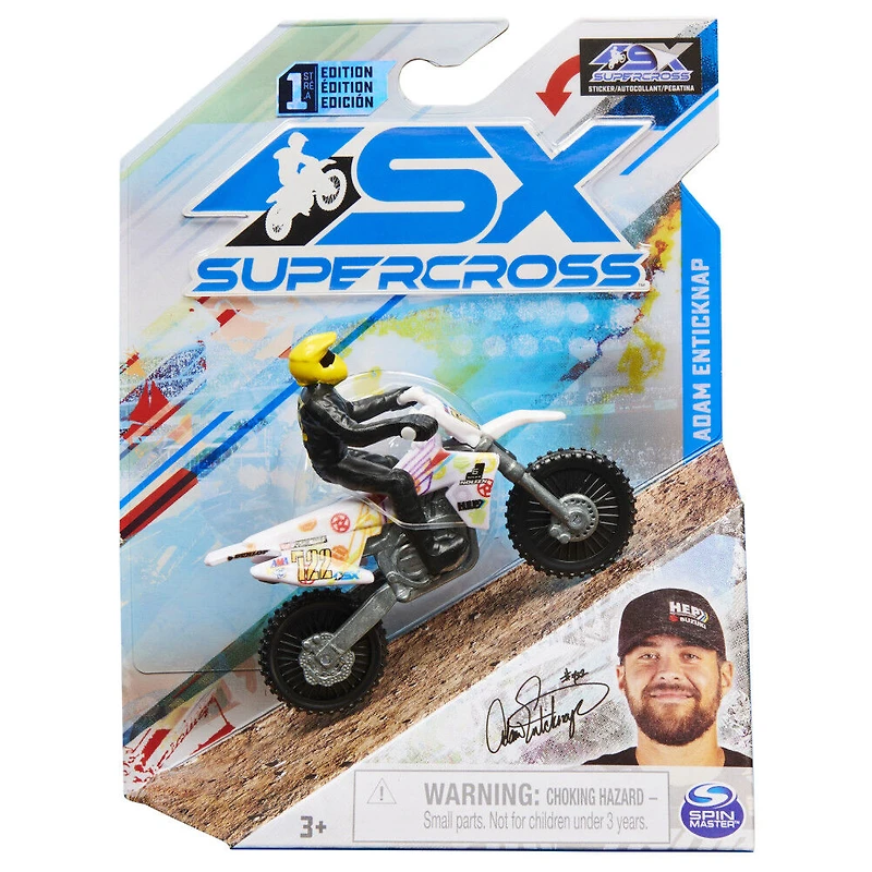Supercross, Authentic Adam Enticknap 1:24 Scale Die-Cast Motorcycle with Rider Figure